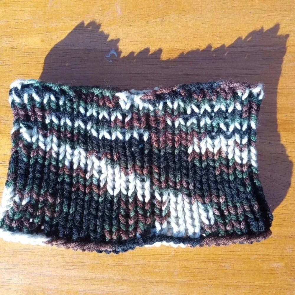 Men's Handmade Headband Circlet Bandeau Camo Black Brown Rib Knit USA Womens M/L - Picture 7 of 10